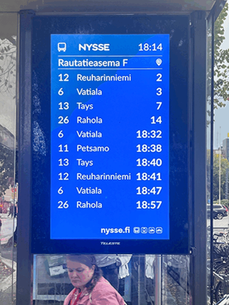 Sunlight readable display at bus station example