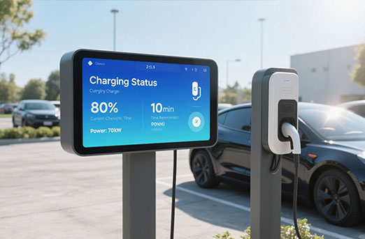 EV charging kiosk at coastal site